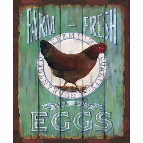 Placa Decorativa 24,5x19,5cm Farm Fresh Eggs Lpmc-069 - Litocart