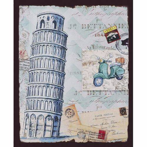 Placa Decorativa 24,5x19,5cm Torre de Pisa Itália Lpmc-098 - Litocart
