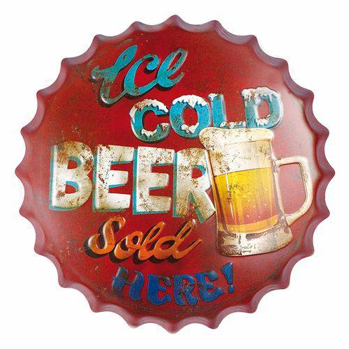 Placa Decorativa 25x25cm Ice Cold Beer Sold Lpqc-031 - Litocart