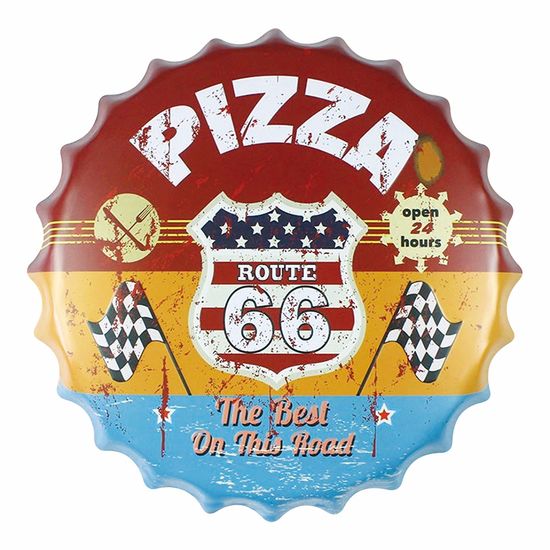 Placa Decorativa 25x25cm Route 66 Pizza LPQC-029 - Litocart