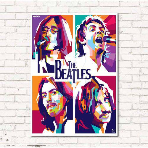 Placa Decorativa Beatles em MDF 40x30cm