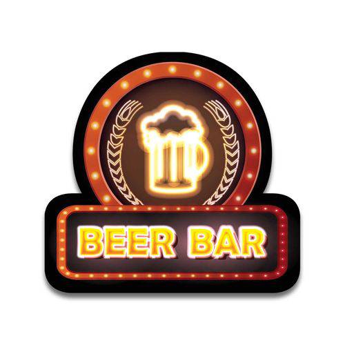 Placa Decorativa - Beer Bar - Vintro Decor - 29x27cm