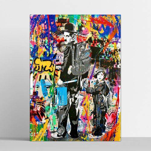 Placa Decorativa Chaplin e o Órfão 30x40cm