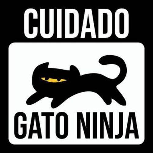 Placa Decorativa CUIDADO: Gato Ninja