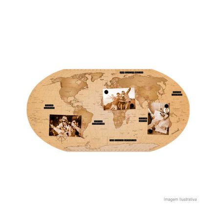 Placa Decorativa de Lembretes Mapa Mundi Explore Geguton