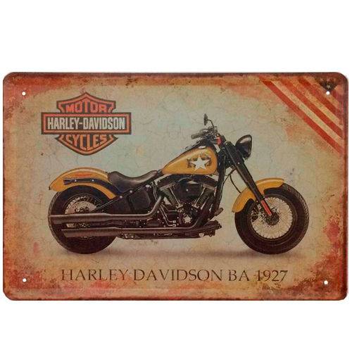 Placa Decorativa de Metal Harley Davidson Ba 1927 30 X 20 Cm