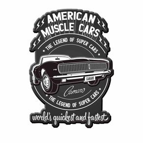 Placa Decorativa de Metal Recortada American Muscle Car GM Chevrolet