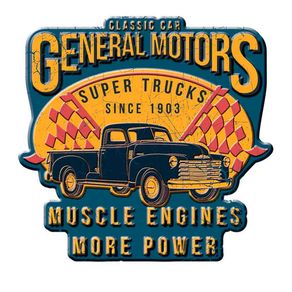 Placa Decorativa de Metal Recortada Super Trucks GM Chevrolet