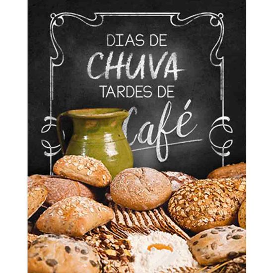 Placa Decorativa Dias de Chuva Tardes de Café 24x19cm DHPM-181 - Litoarte