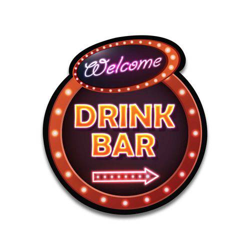 Placa Decorativa - Drink Bar - Vintro Decor - 26x29cm