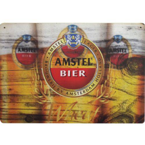 Placa Decorativa em MDF Cerveja Amstel 28x40,5cm