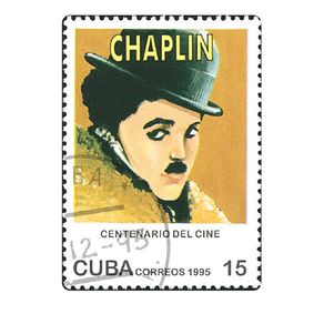 Placa Decorativa em MDF Charles Chaplin Selo Vintage