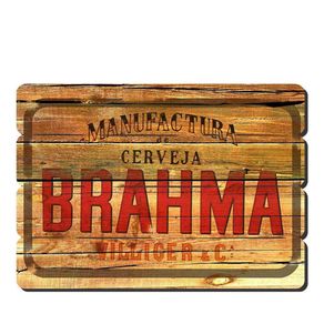 Placa Decorativa em MDF Ripado Cerveja Brahma Vintage