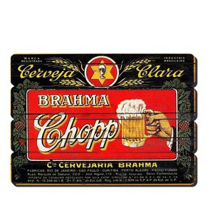 Placa Decorativa em MDF Ripado Cerveja Brahma