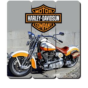 Placa Decorativa em MDF Ripado Moto Harley Davidson Custom