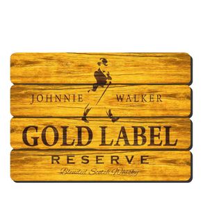 Placa Decorativa em MDF Ripado Whisky Gold Label Jack Daniels