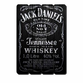 Placa Decorativa em MDF Ripado Whisky Jack Daniels Rotulo