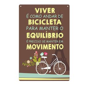 Placa Decorativa em MDF Viver é Como Andar de Bicicleta