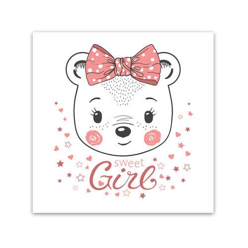 Placa Decorativa - Gatinha Girl - Vinto Decor - 20x20cm