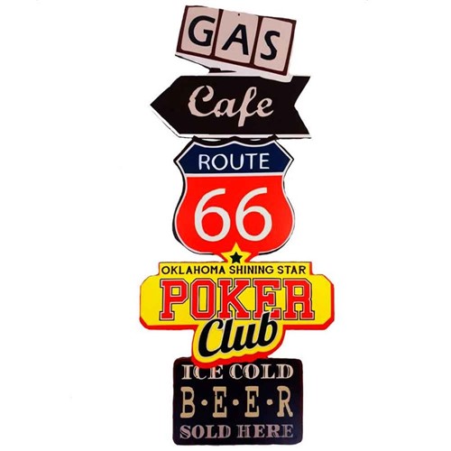 Placa Decorativa Gigante Mdf Route 66 Gas