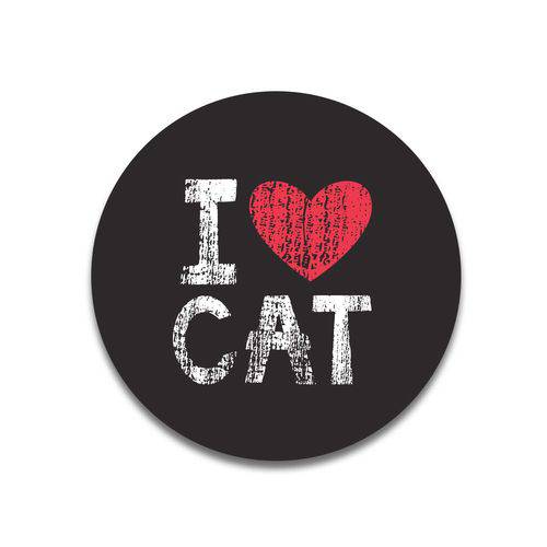 Placa Decorativa- I Love Cat- Vintro Decor - 24x24cm