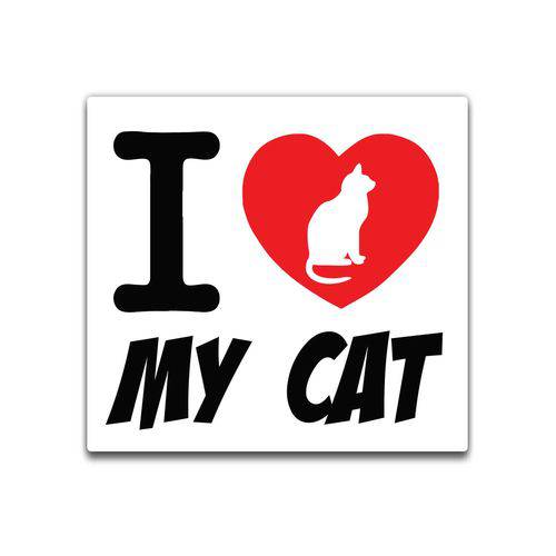 Placa Decorativa-I Love My Cat- Vintro Decor - 24x23cm