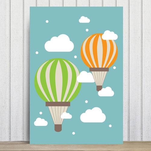 Placa Decorativa Infantil Balões e Nuvens 20x30cm