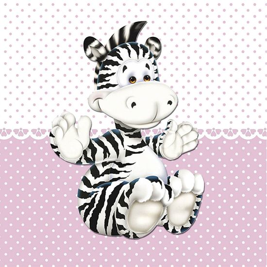 Placa Decorativa Infantil com Aplique em MDF Litocart LPQI-018R 20X20cm Zebra com Fundo Rosa