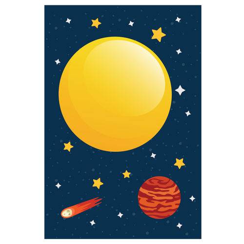 Placa Decorativa Infantil MDF Sistema Solar Sol 20x30cm