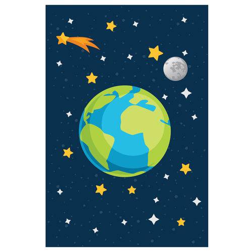 Placa Decorativa Infantil MDF Sistema Solar Terra 30x40cm