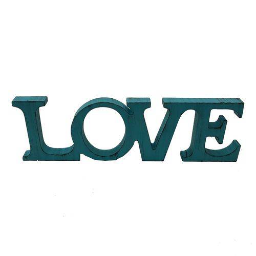 Placa Decorativa Letreiro Love em Resina 12x40x2cm Tiffany
