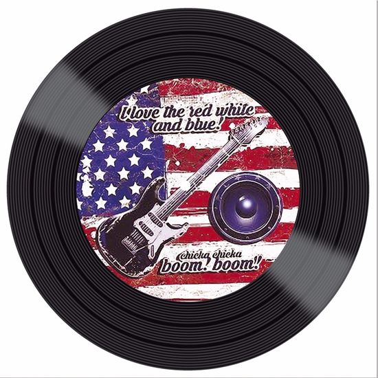 Placa Decorativa Litocart Lpdv-009 30x30cm Disco Vinil Guitarra Bandeira Estados Unidos