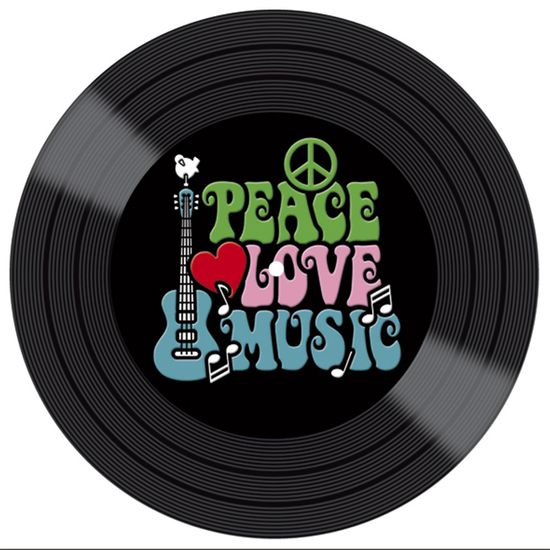 Placa Decorativa Litocart LPDVP-005 20x20cm Disco Vinil Peace Love Music