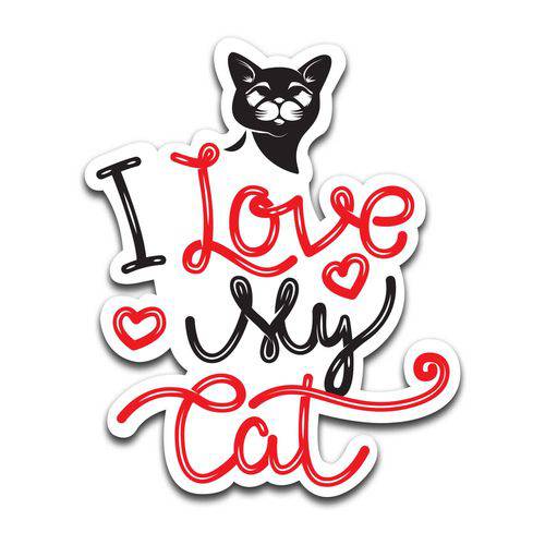 Placa Decorativa- Love My Cat- Vintro Decor - 28x35cm