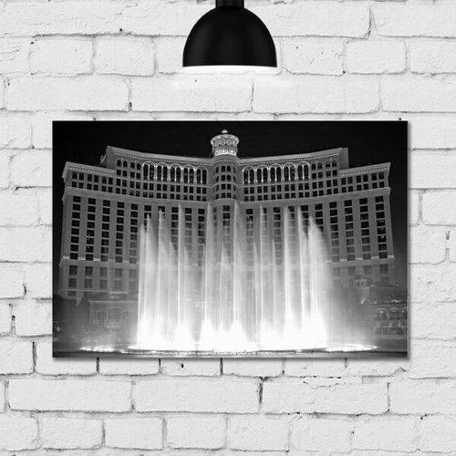 Placa Decorativa MDF 30x40 Cm Bellagio Foto Las Vegas