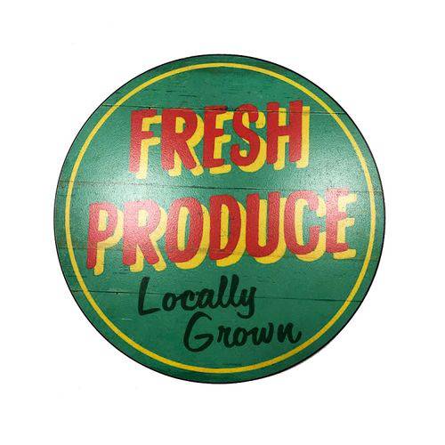 Placa Decorativa Mdf 35x35 Personalizado Fresh Produce Verde
