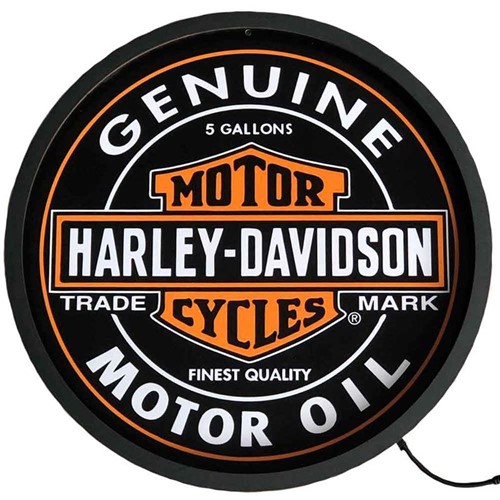 Placa Decorativa MDF com LED Redondo Harley Davidson