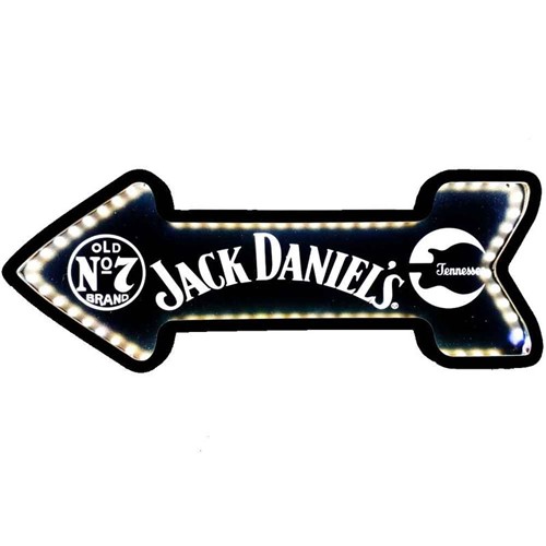 Placa Decorativa Mdf com Led Seta Retrô Jack Daniels