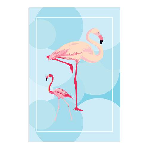Placa Decorativa MDF Flamingos e Círculos 20x30cm