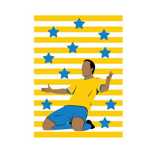 Placa Decorativa MDF Futebol Gol Jogador Amarelo 30x40