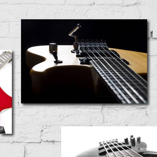 Placa Decorativa MDF Guitarra Preta 30x40