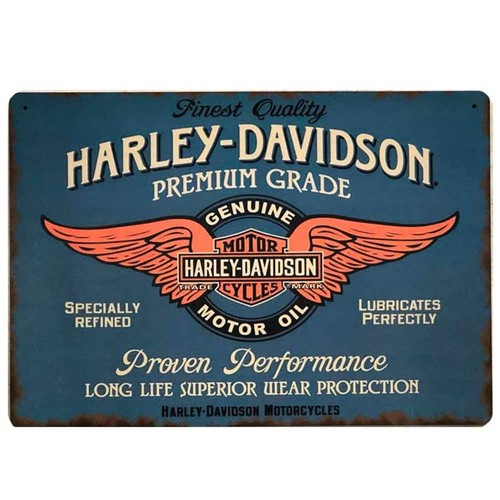 Placa Decorativa MDF Harley Davidson Azul