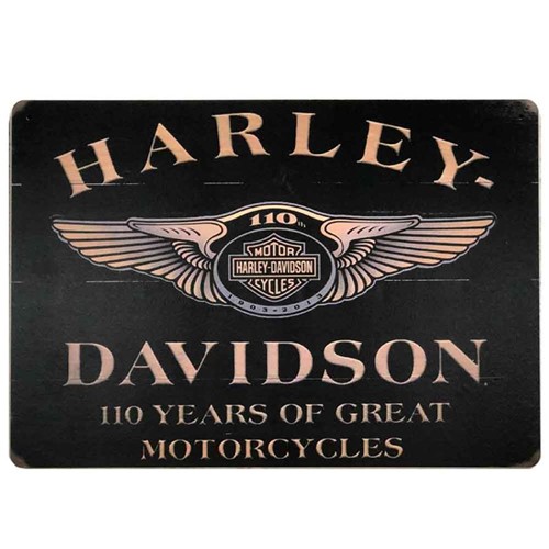 Placa Decorativa MDF Harley Davidson Preto