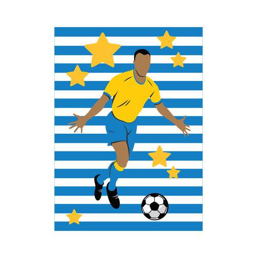 Placa Decorativa MDF Infantil Futebol Gol Jogador Azul
