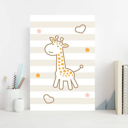 Placa Decorativa MDF Infantil Girafa Amarela 20x30cm