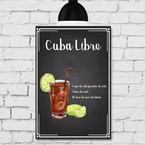 Placa Decorativa MDF Receitas de Drink Cuba Libre