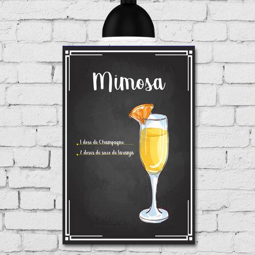 Placa Decorativa Mdf Receitas de Drink Mimosa 30x40