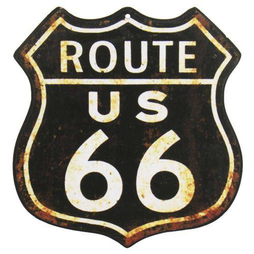 Placa Decorativa Mdf - Route 66 - 29 X 27 Cm