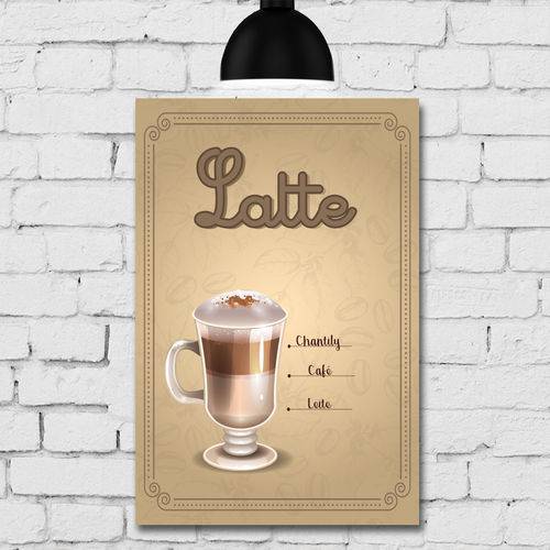 Placa Decorativa Mdf Tipos de Café Latte 30x40