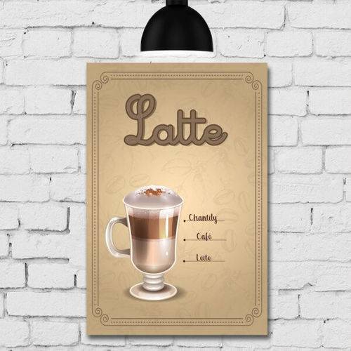 Placa Decorativa MDF Tipos de Café Latte